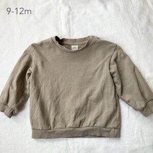 🪴5/$30 H&M 9-12 Months Baby Dark Beige Crewneck Sweatshirt Sweater Casual